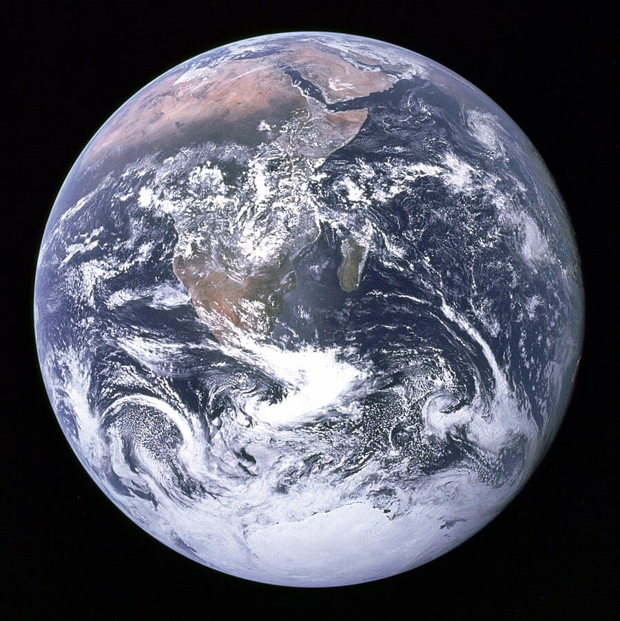 The Blue Marble (Apollo 17, 1972) by NASA / Apollo 17 crew — PUBLIC DOMAIN via wikimedia