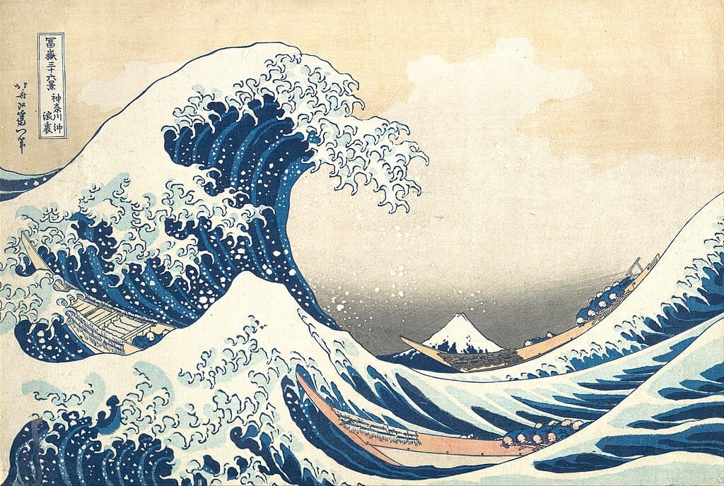 The Great Wave off Kanagawa (c. 1831) by Katsushika Hokusai — PUBLIC DOMAIN via wikimedia