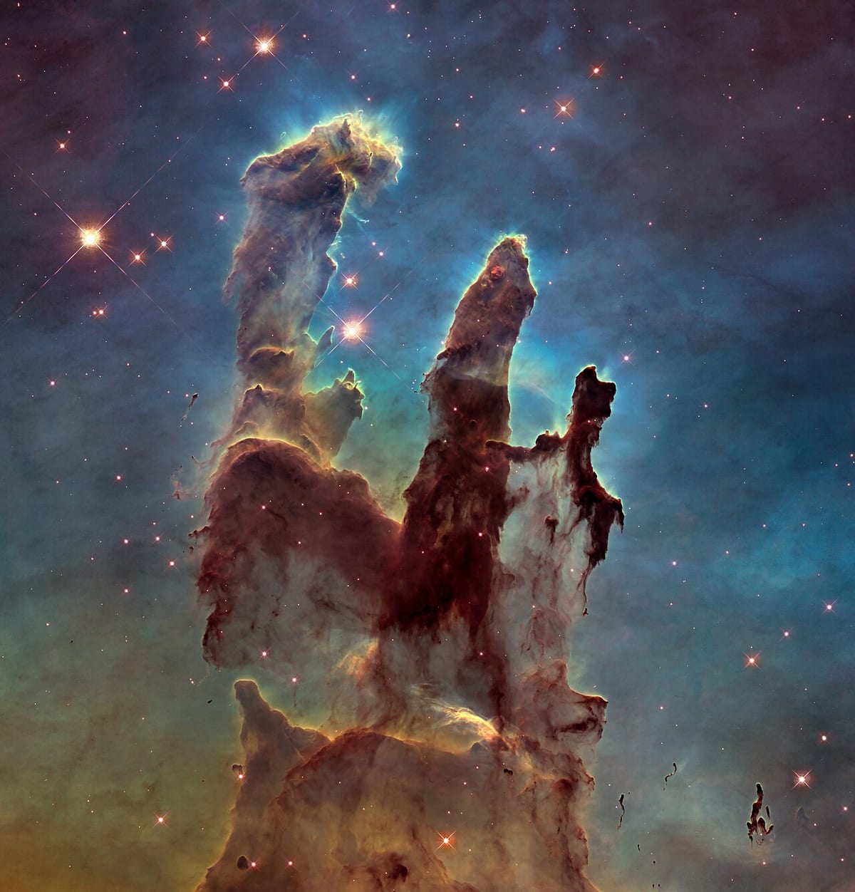 Pillars of Creation (Hubble, 2014) by NASA / ESA / Hubble Heritage Team — PUBLIC DOMAIN via nasa